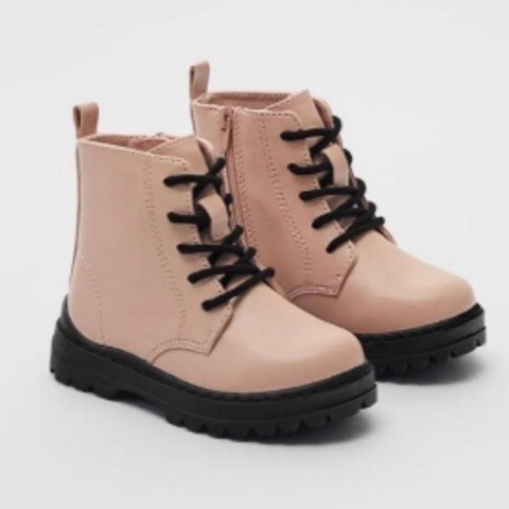 Zara baby pink combat boots size 23